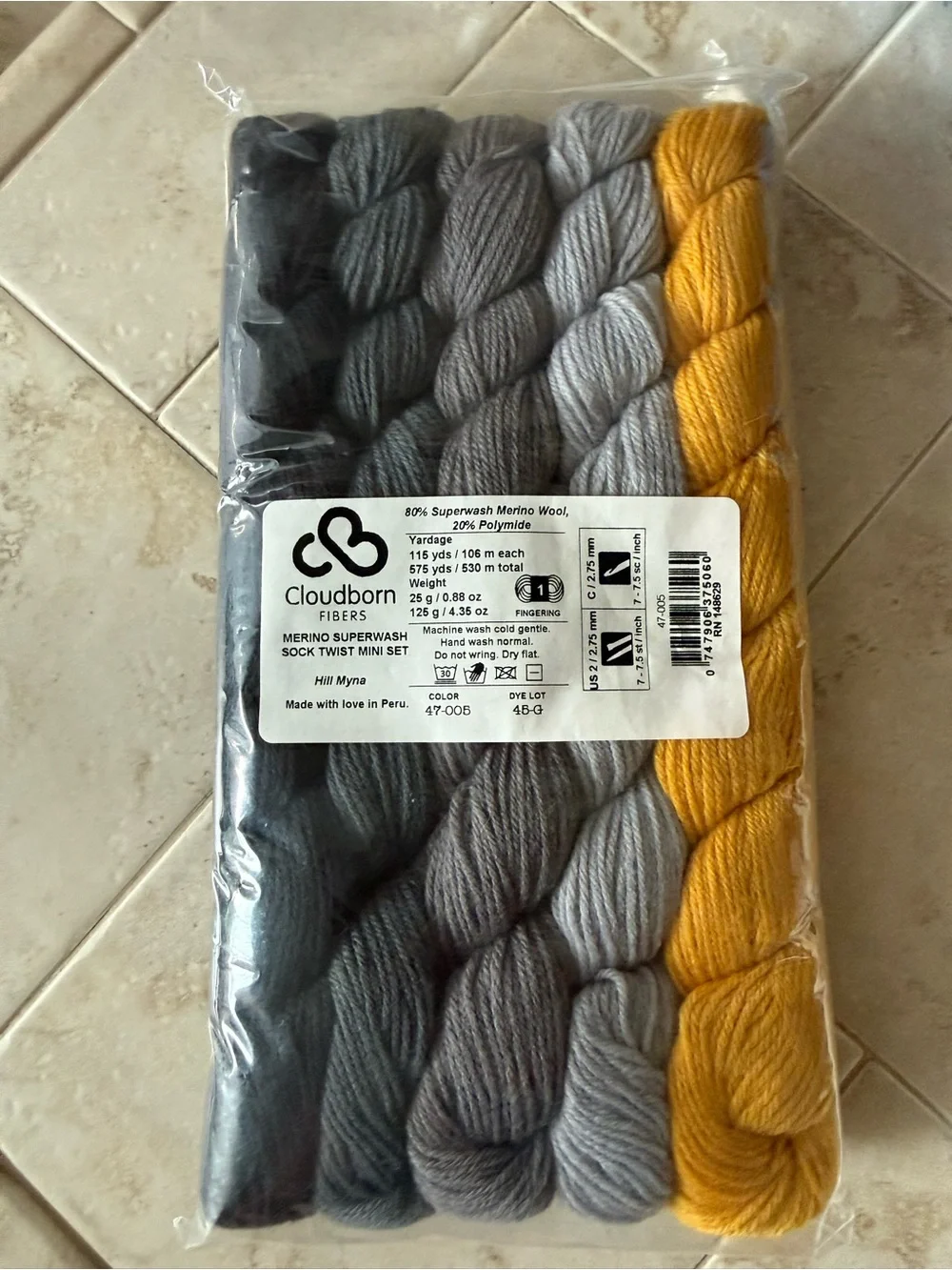 Merino Sock Twist Mini Set - Gray & Mustard - Hill Myna